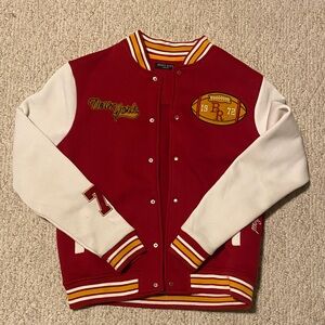 Stylish Red and White Mens Varsity Jacket